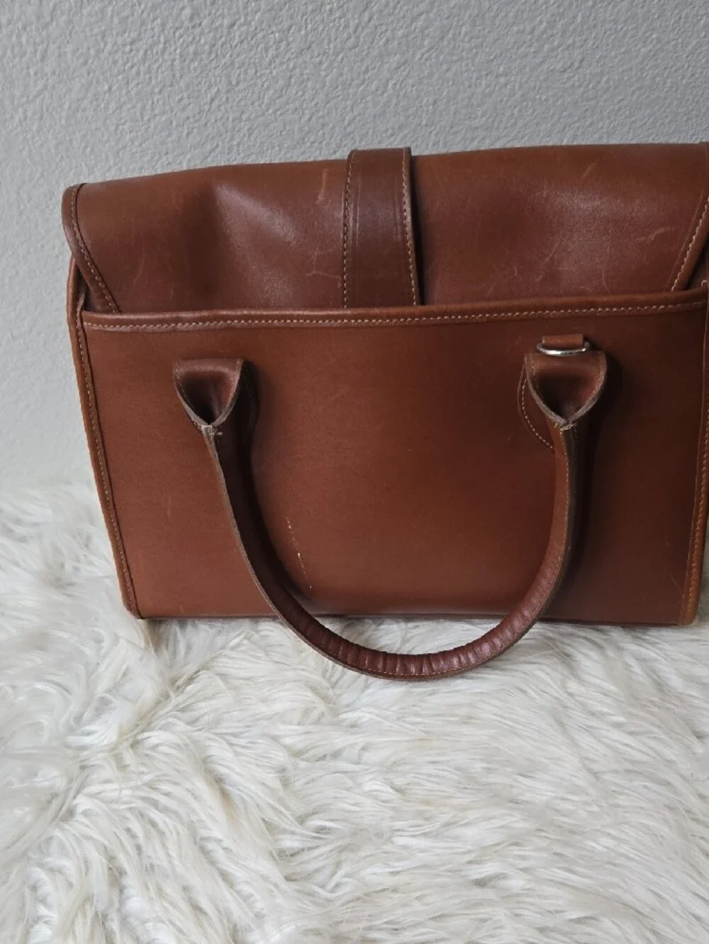 Structured Brown Leather Top-Handle Satchel Liza Hennessy
